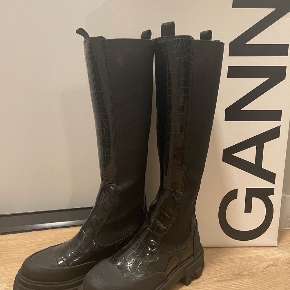 Ganni Black Chunky Sole Boots
